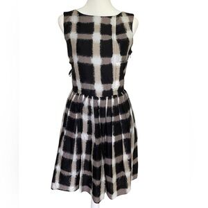 Marc By Marc Jacobs Silk Blend Mini Dress Check Plaid Fit Flare Gray - Size 0